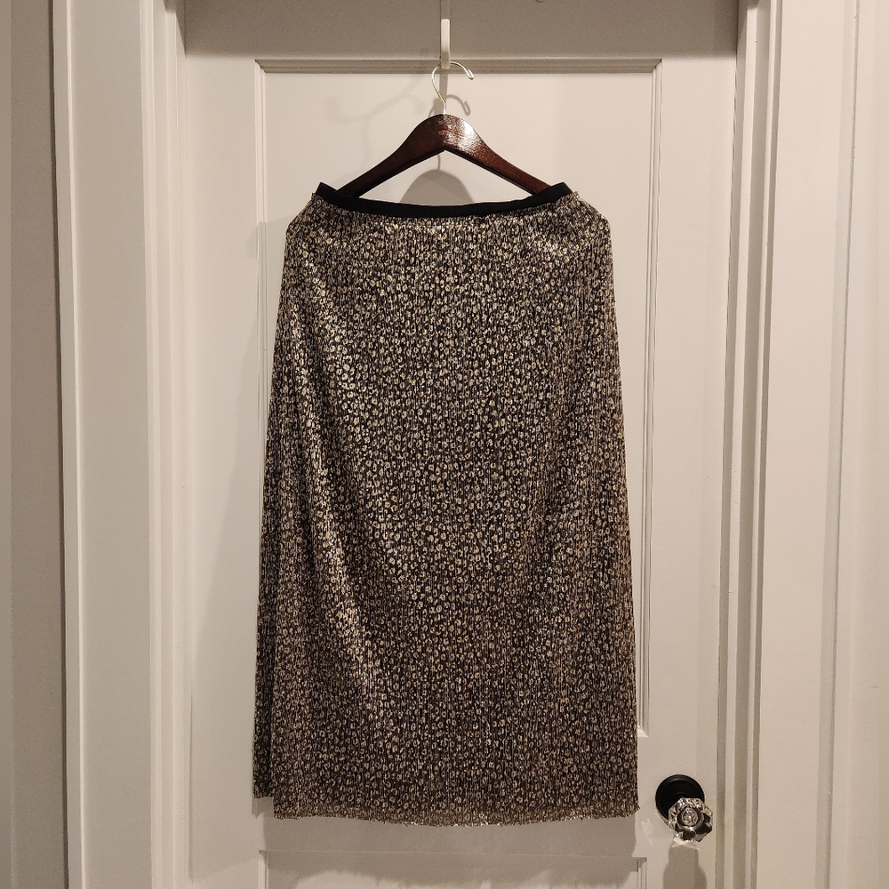 Anthropologie - Maeve gold metallic midi skirt